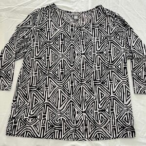 Travelers by Chicos Sz 3 (XL) Black Knit 3/4 Sleeve Stretchy Knit Top Capsule